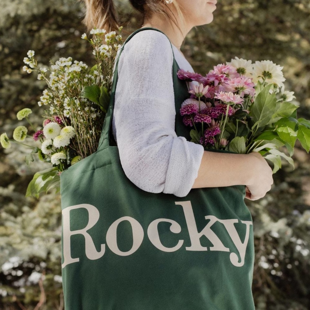 NEW The Rocky Mountain Soap Company // Forever Cotton Green Tote Bag